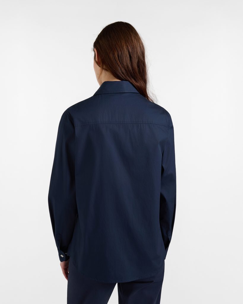 Camicia donna morbida con contrasti — Blu navy