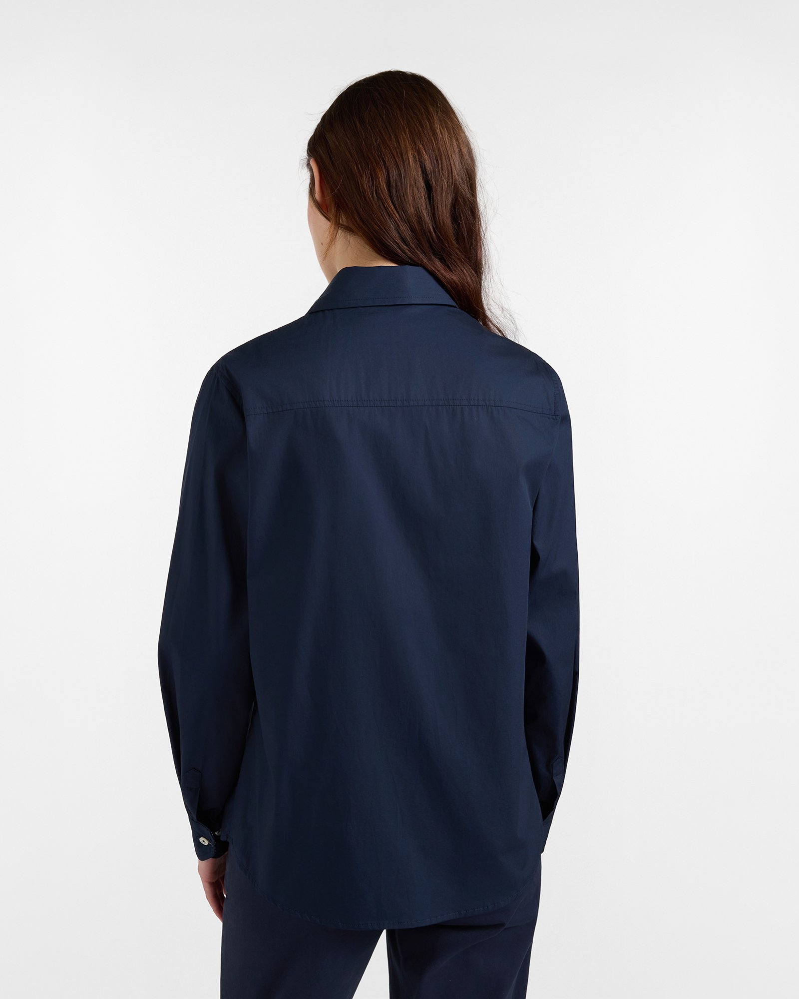 Camicia donna morbida con contrasti — Blu navy
