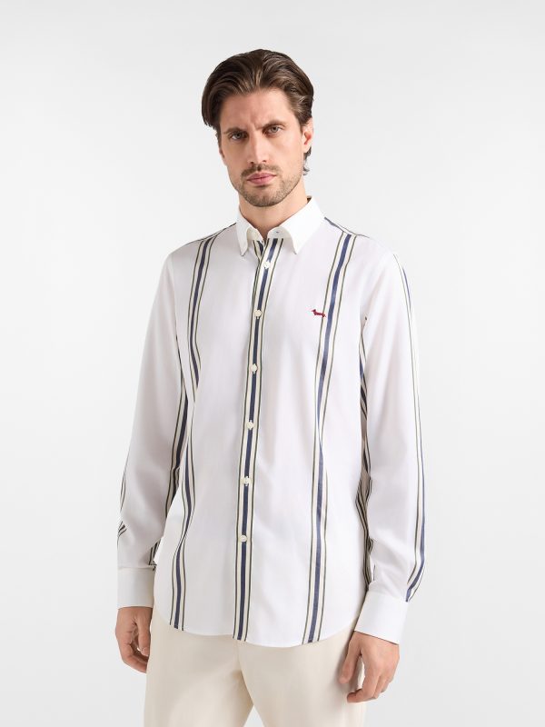Camicia in Tencel a righe — Bianco