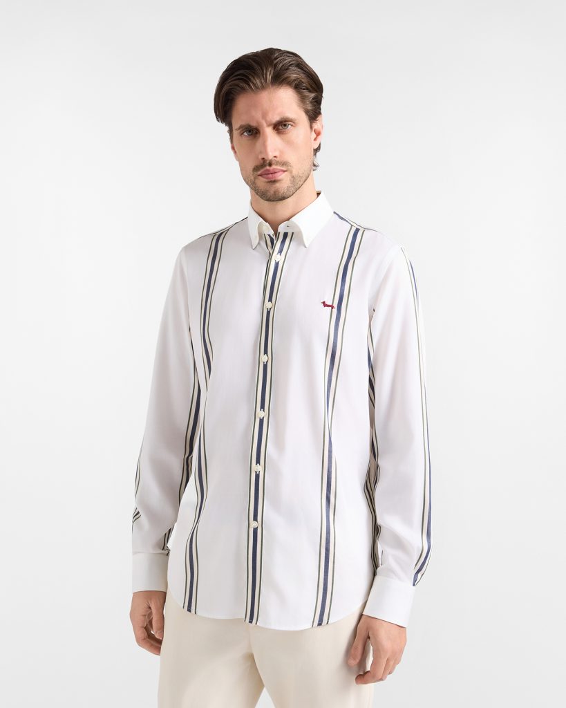 Camicia in Tencel a righe — Bianco