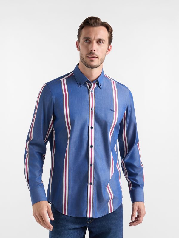 Camicia in Tencel a righe — Blu sport