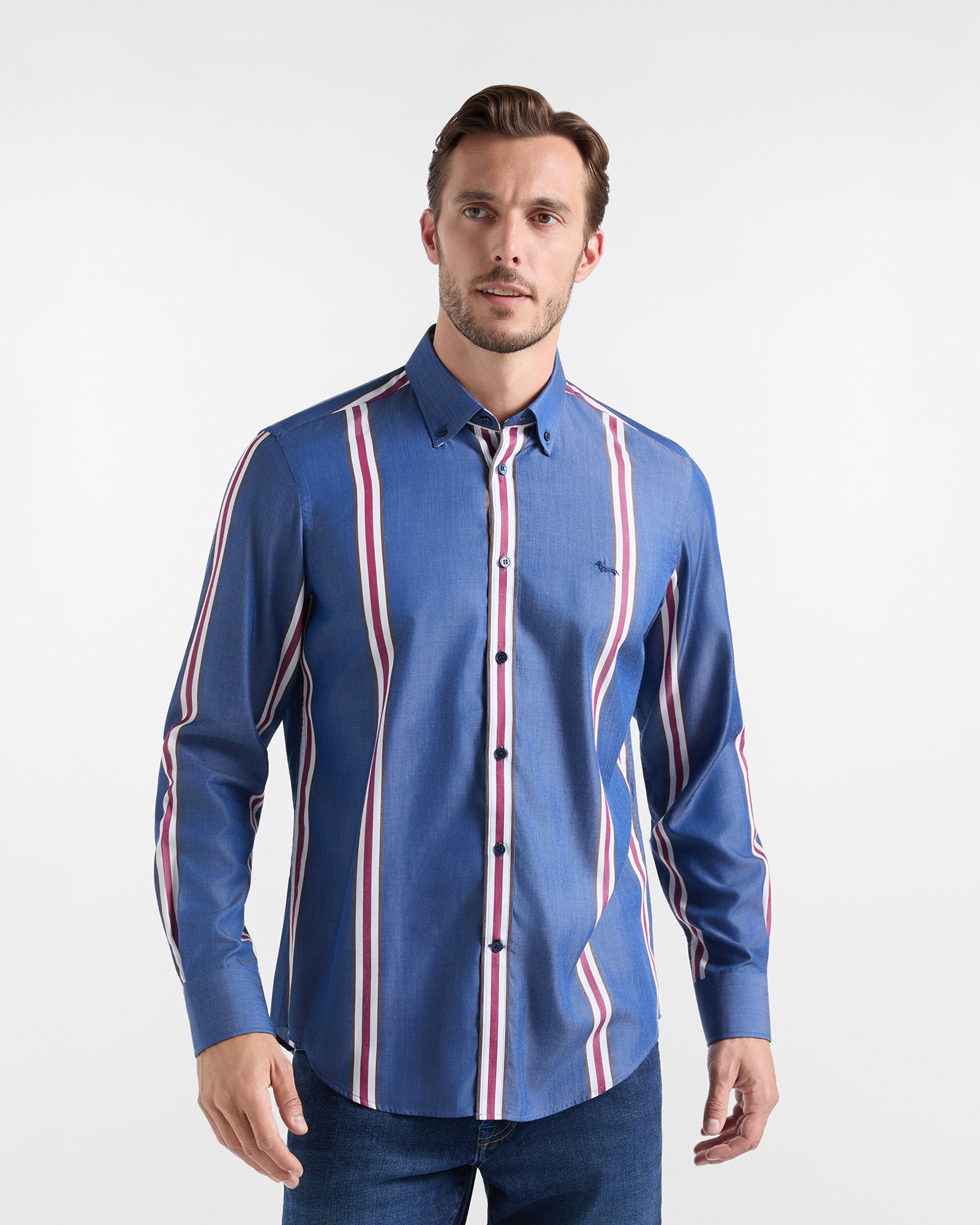 Camicia in Tencel a righe — Blu sport