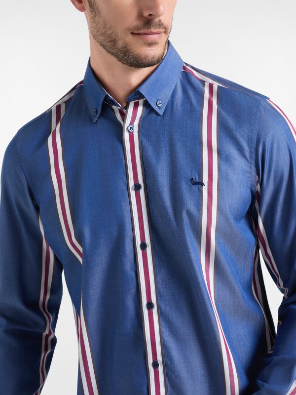 Camicia in Tencel a righe — Blu sport