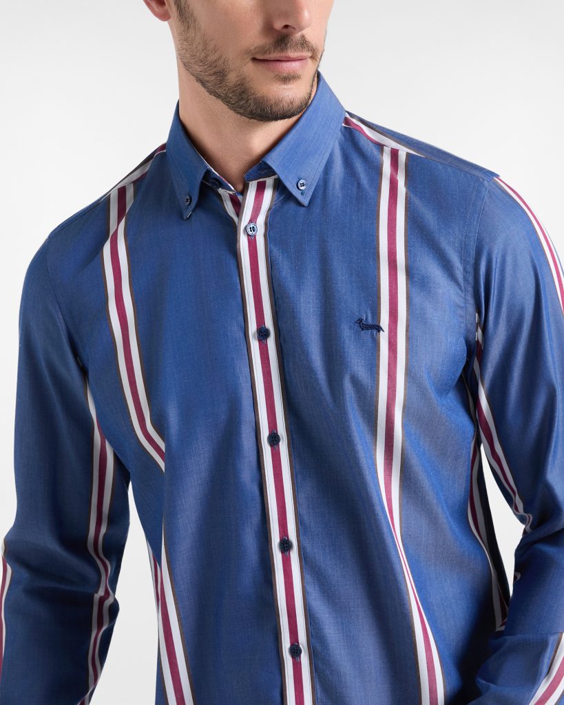Camicia in Tencel a righe — Blu sport