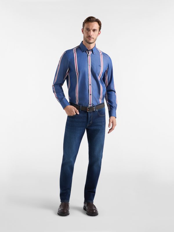 Camicia in Tencel a righe — Blu sport