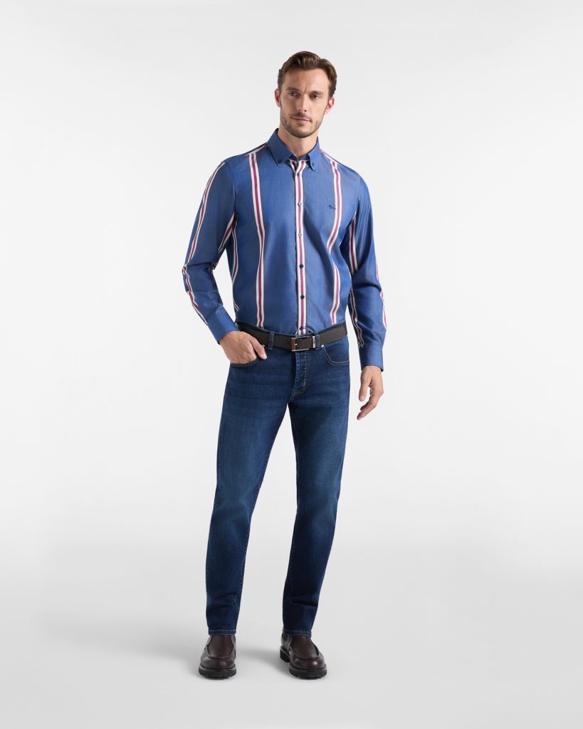 Camicia in Tencel a righe — Blu sport