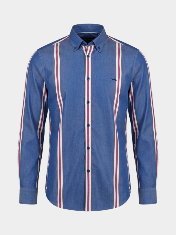 Camicia in Tencel a righe — Blu sport