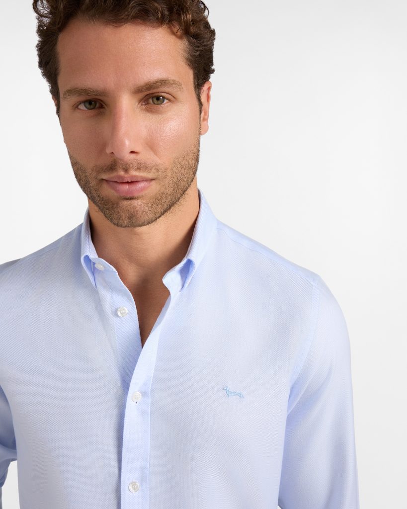 Camicia armaturata wrinkle free narrow — Sky