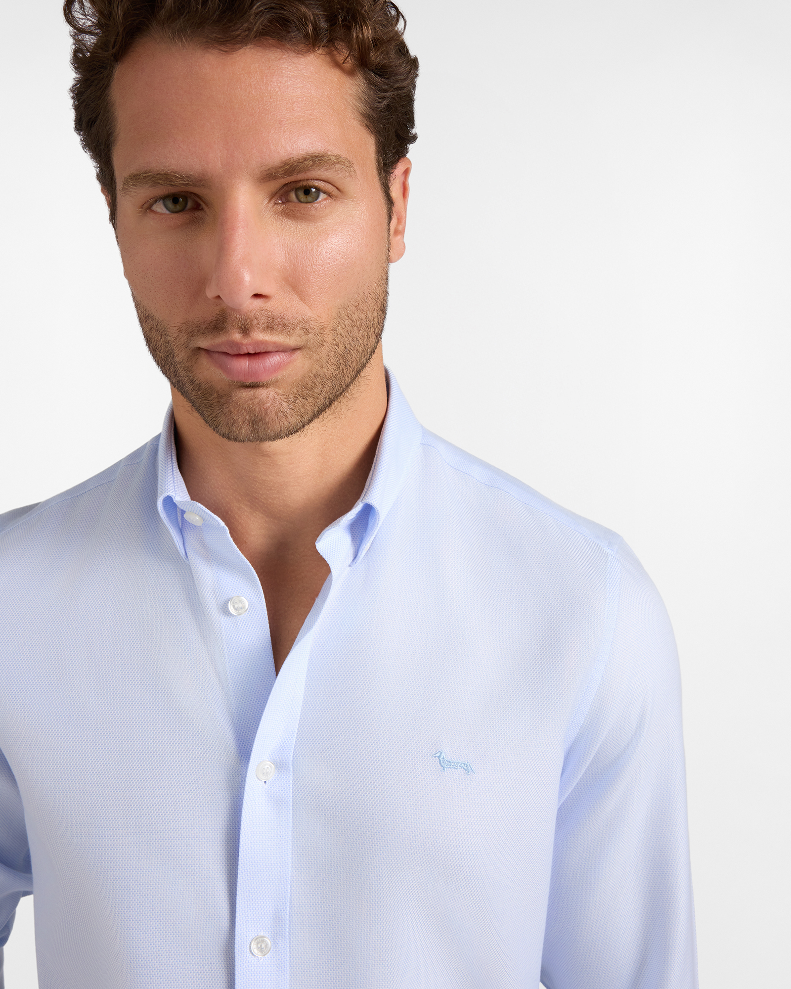 Camicia armaturata wrinkle free narrow — Sky