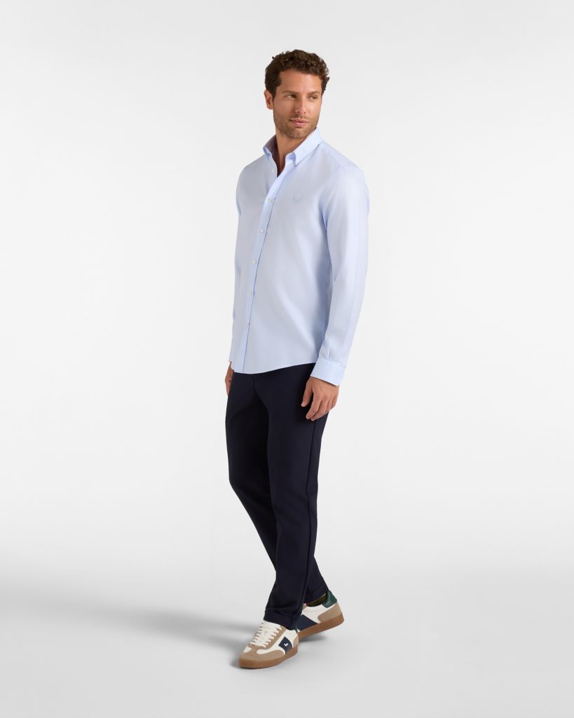 Camicia armaturata wrinkle free narrow — Sky