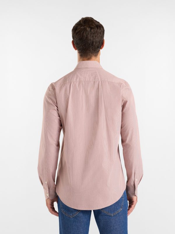 Camicia micro vichy narrow — Rosso mattone