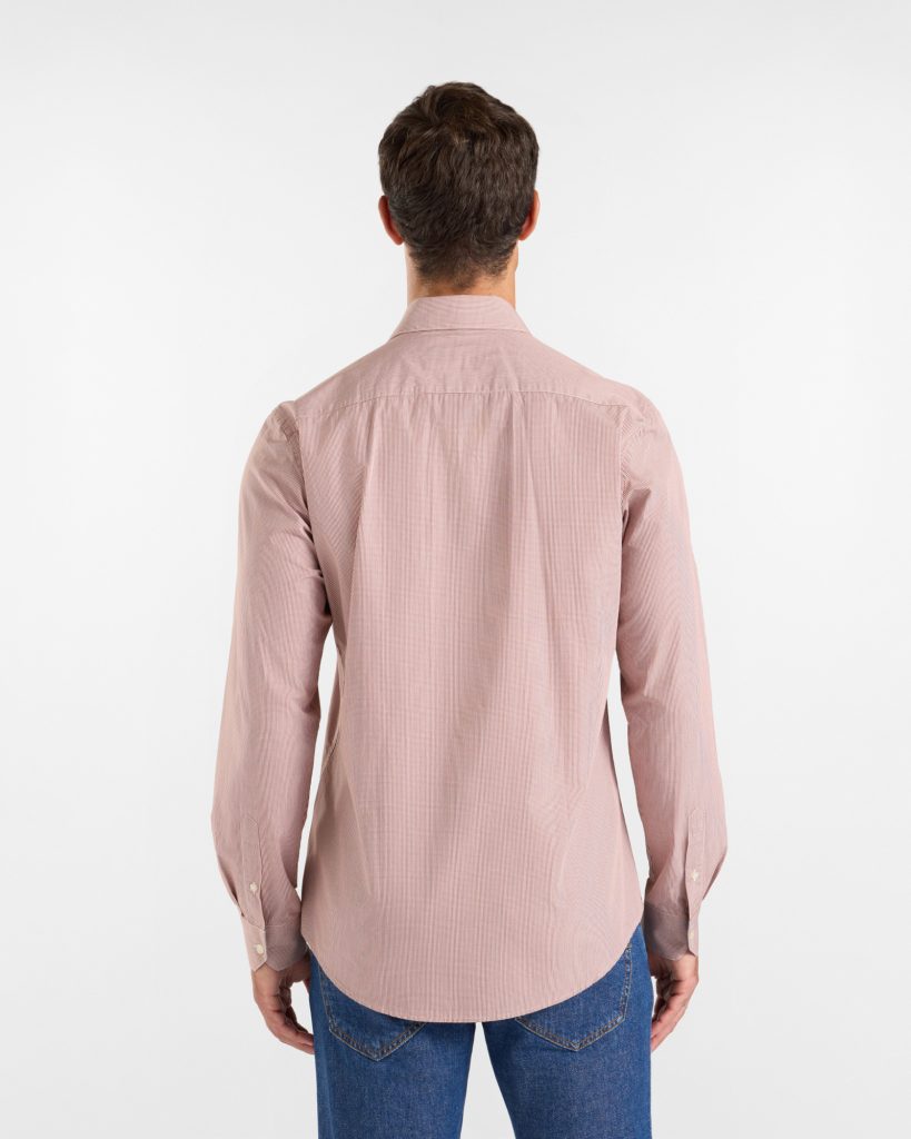 Camicia micro vichy narrow — Rosso mattone
