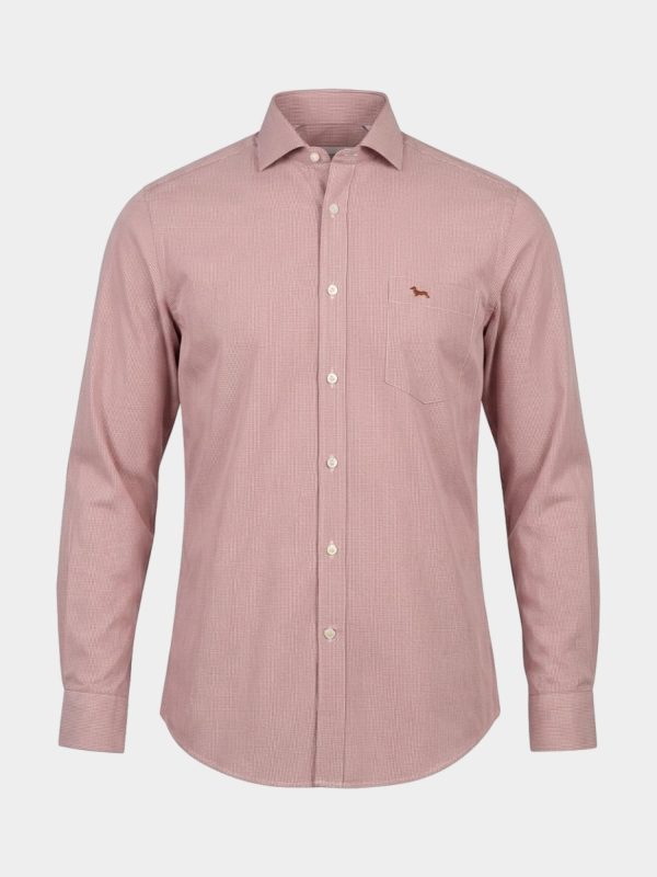 Camicia micro vichy narrow — Rosso mattone