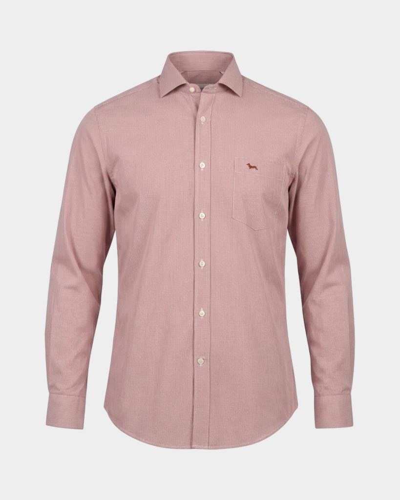 Camicia micro vichy narrow — Rosso mattone
