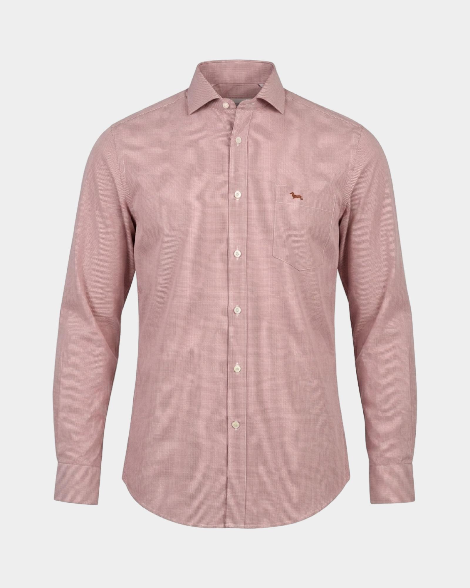Camicia micro vichy narrow — Rosso mattone