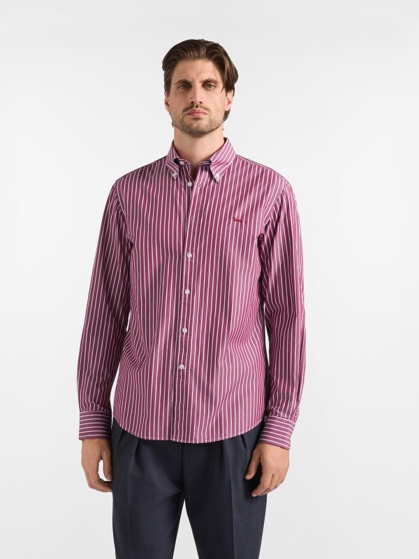 Camicia a righe larghe tinto filo — Granata