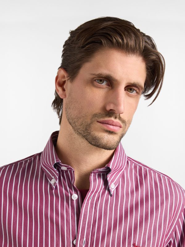 Camicia a righe larghe tinto filo — Granata