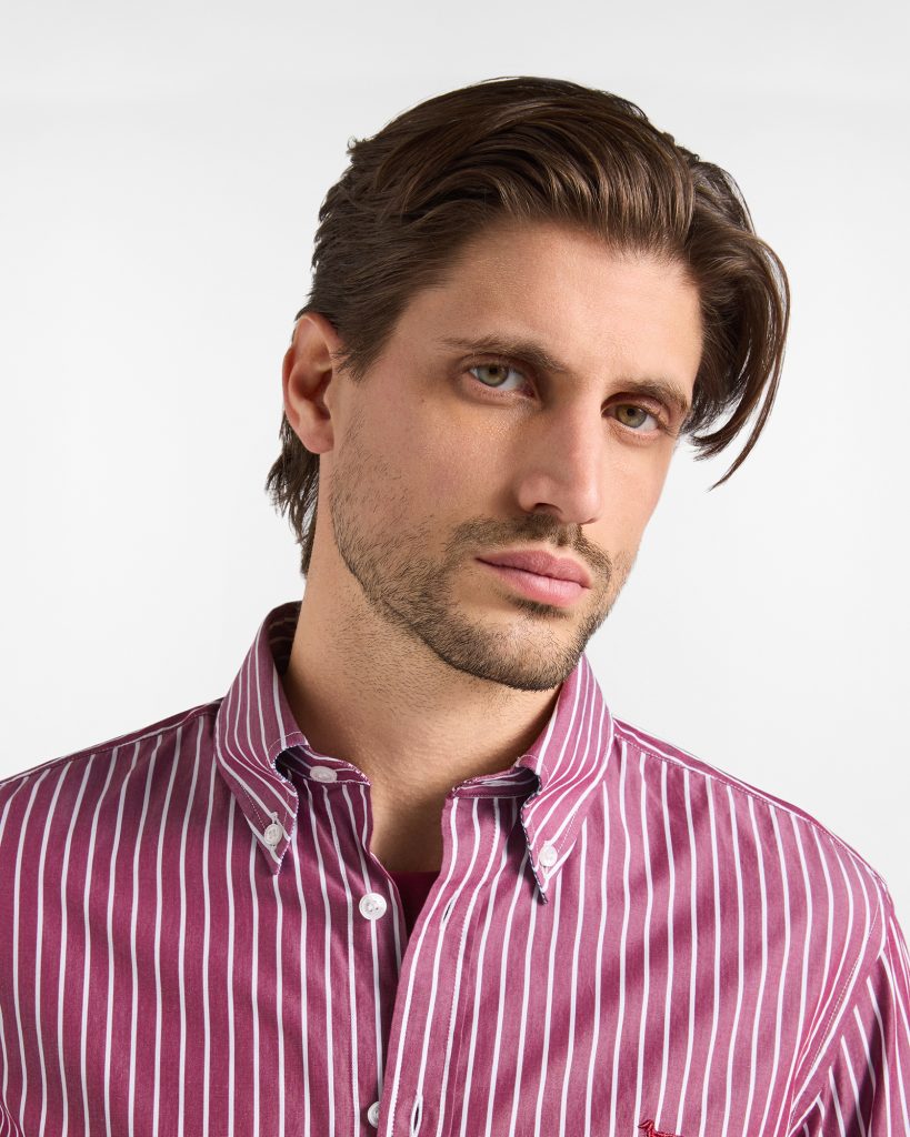 Camicia a righe larghe tinto filo — Granata