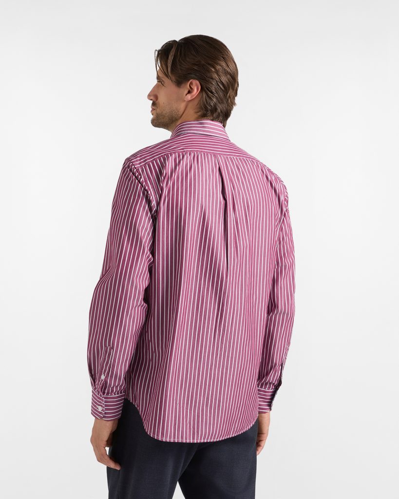 Camicia a righe larghe tinto filo — Granata