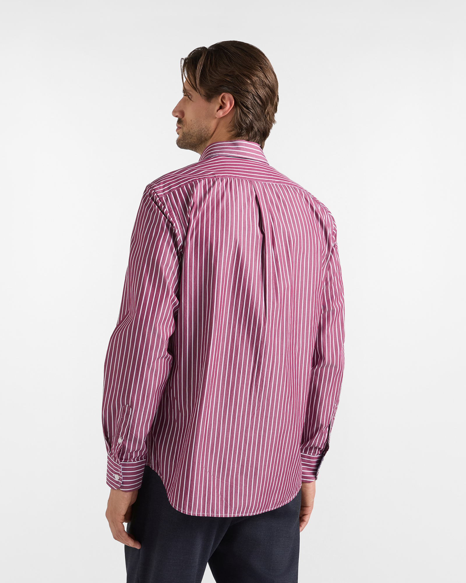 Camicia a righe larghe tinto filo — Granata