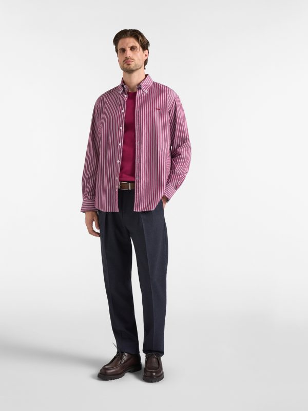 Camicia a righe larghe tinto filo — Granata