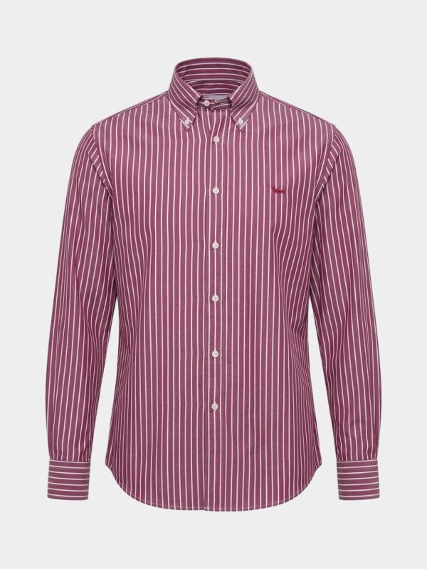 Camicia a righe larghe tinto filo — Granata