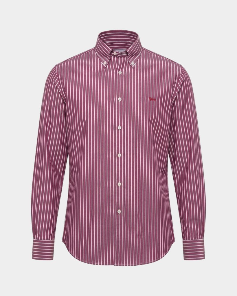 Camicia a righe larghe tinto filo — Granata