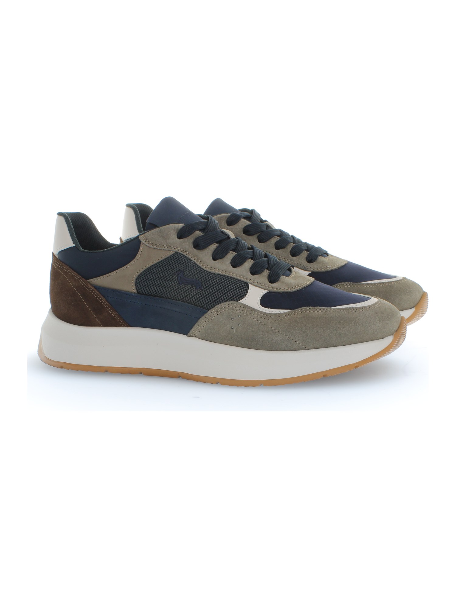 Sneaker Tailwind in camoscio e ripstop — Beige e blu