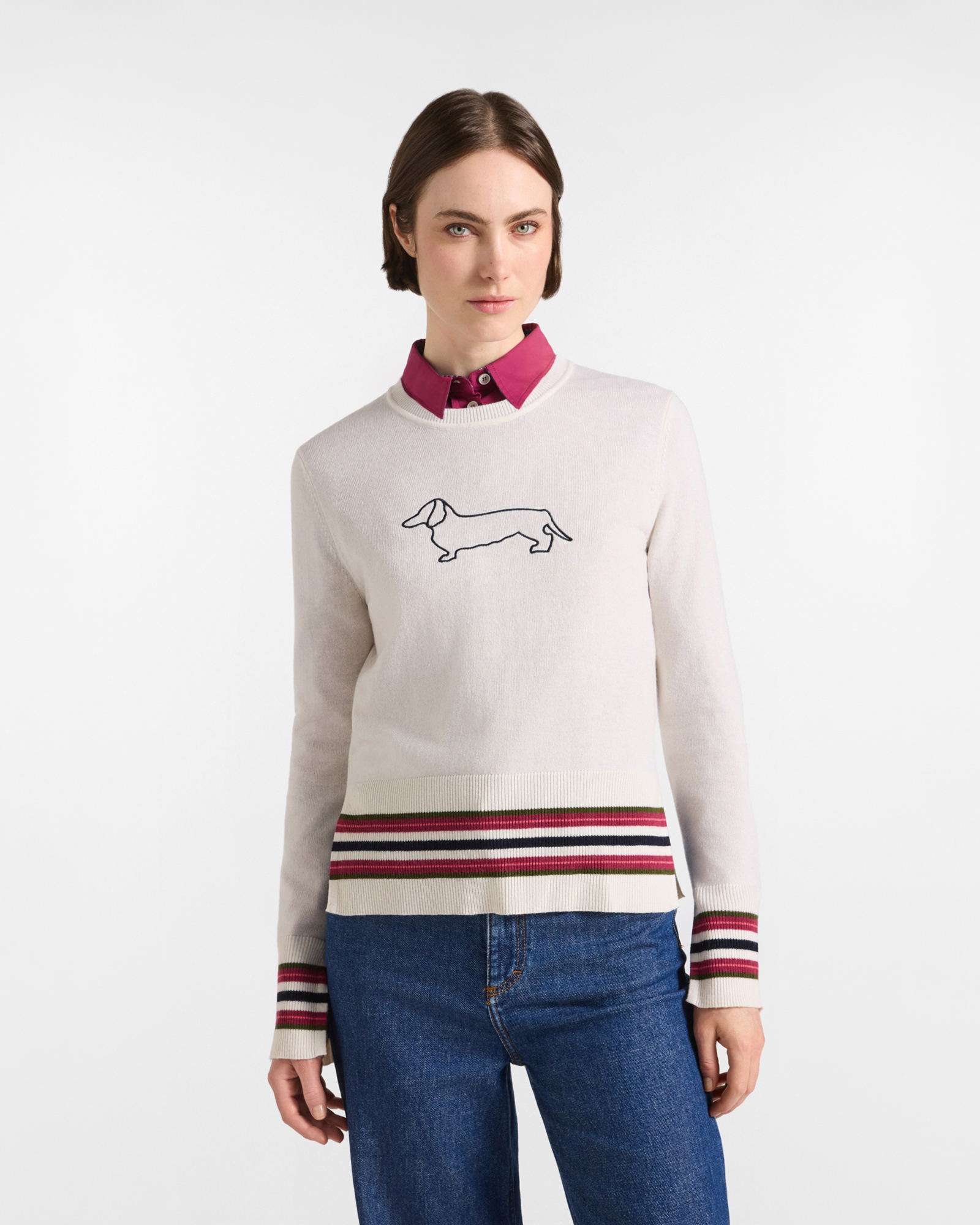 Maglia girocollo donna Outline — Latte