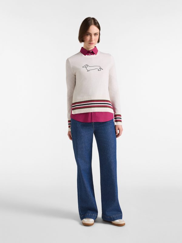 Maglia girocollo donna Outline — Latte