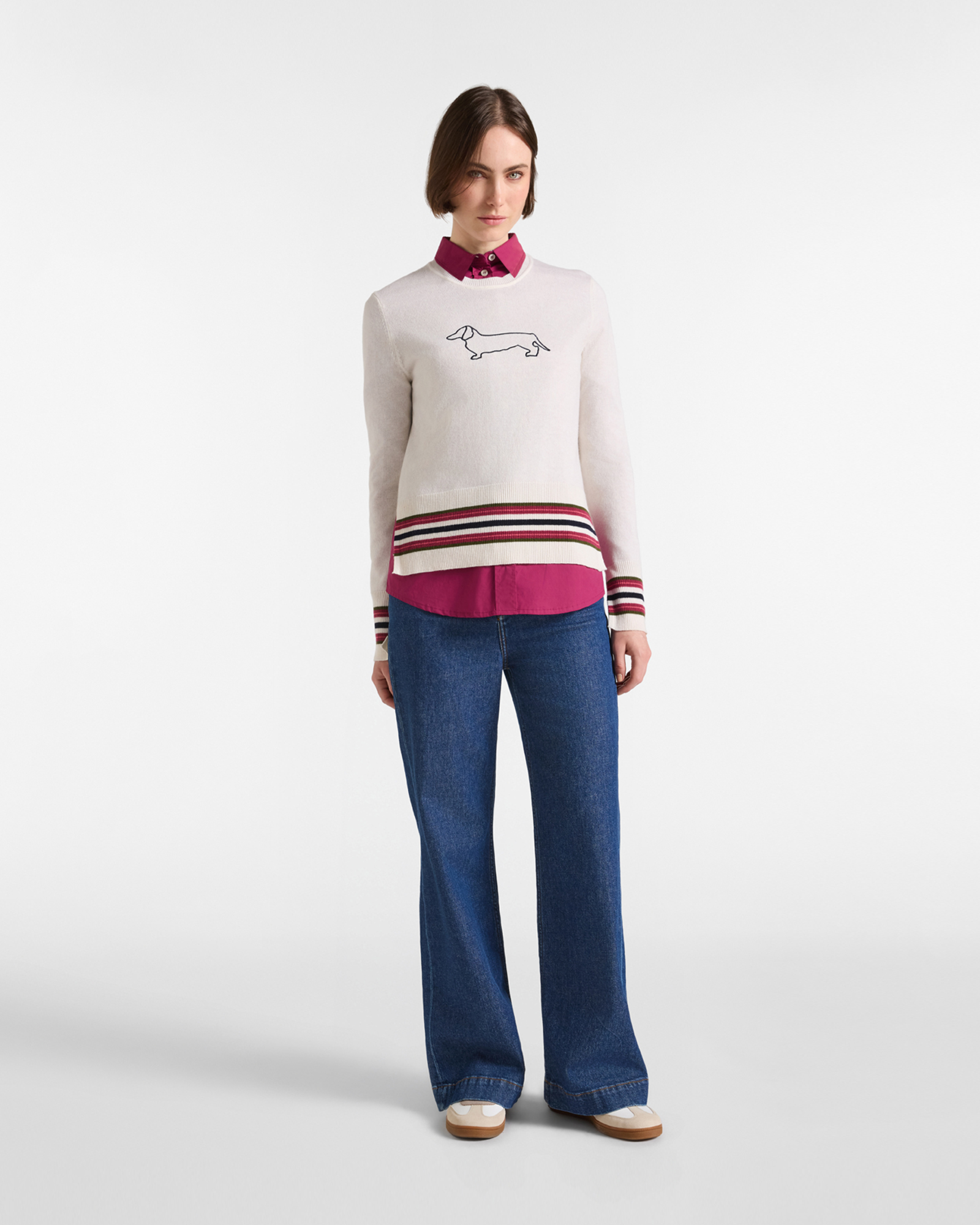 Maglia girocollo donna Outline — Latte