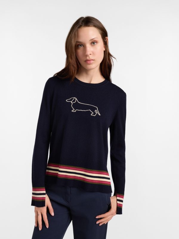 Maglia girocollo donna Outline — Blu navy