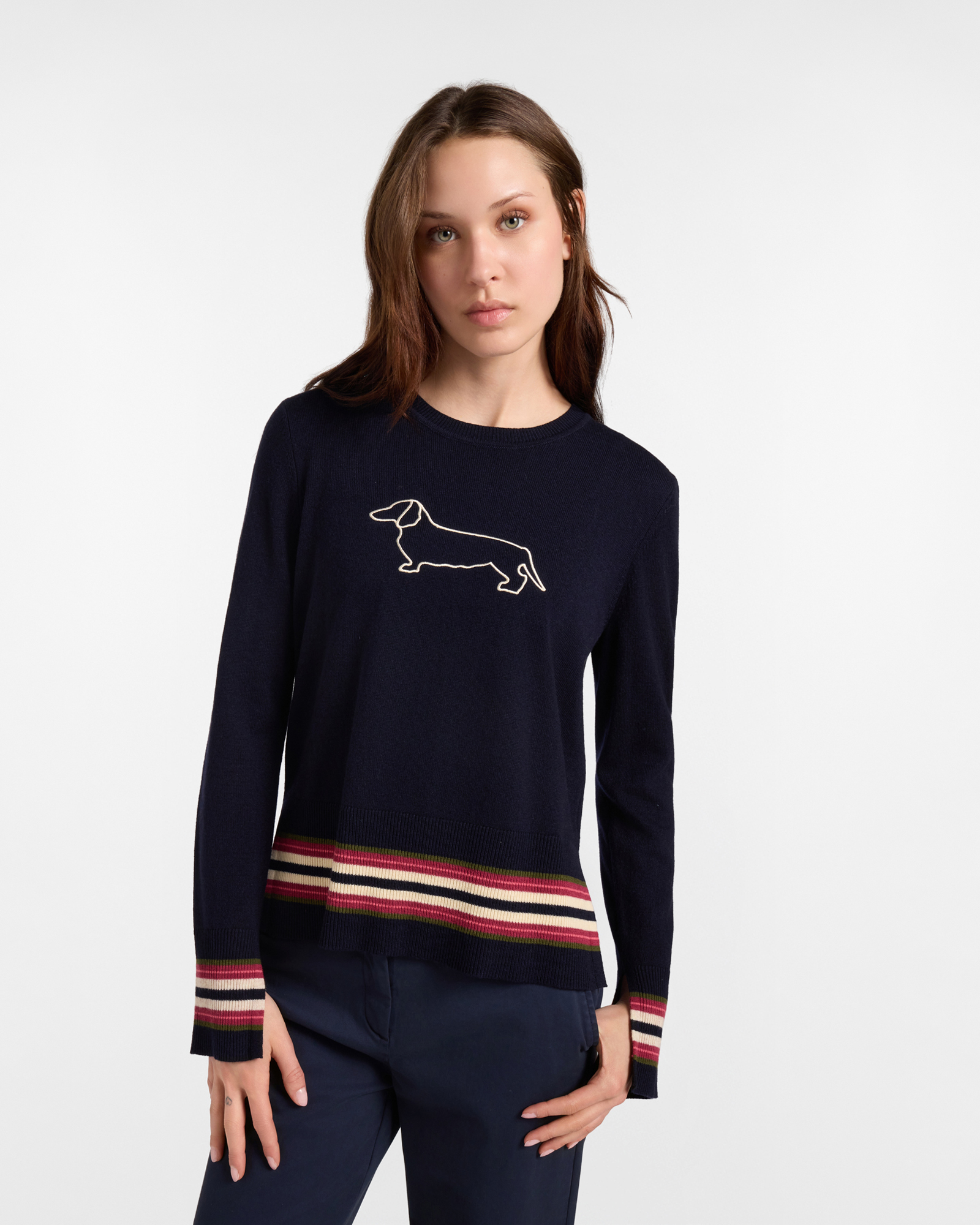 Maglia girocollo donna Outline — Blu navy