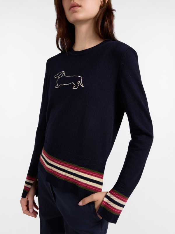 Maglia girocollo donna Outline — Blu navy