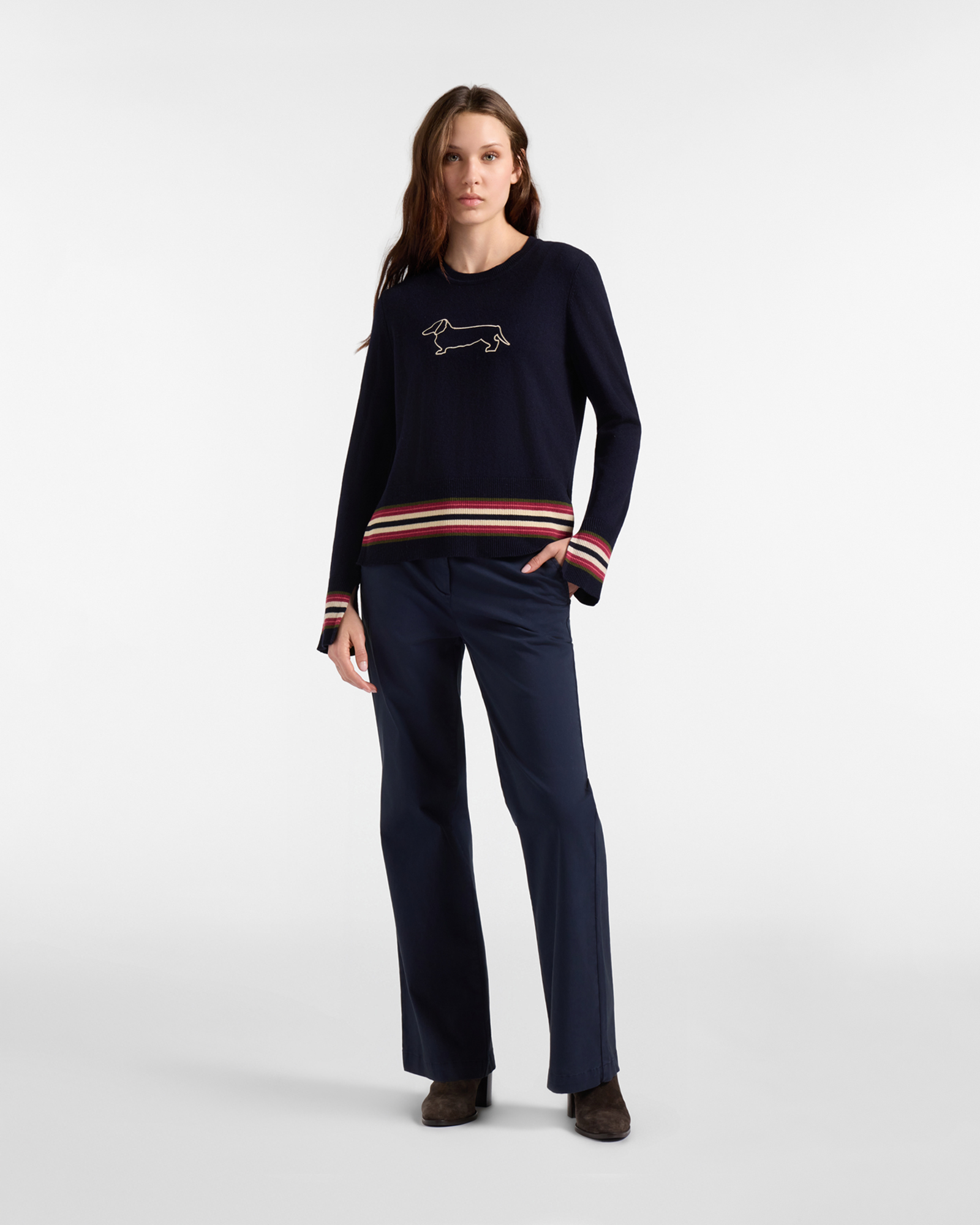 Maglia girocollo donna Outline — Blu navy