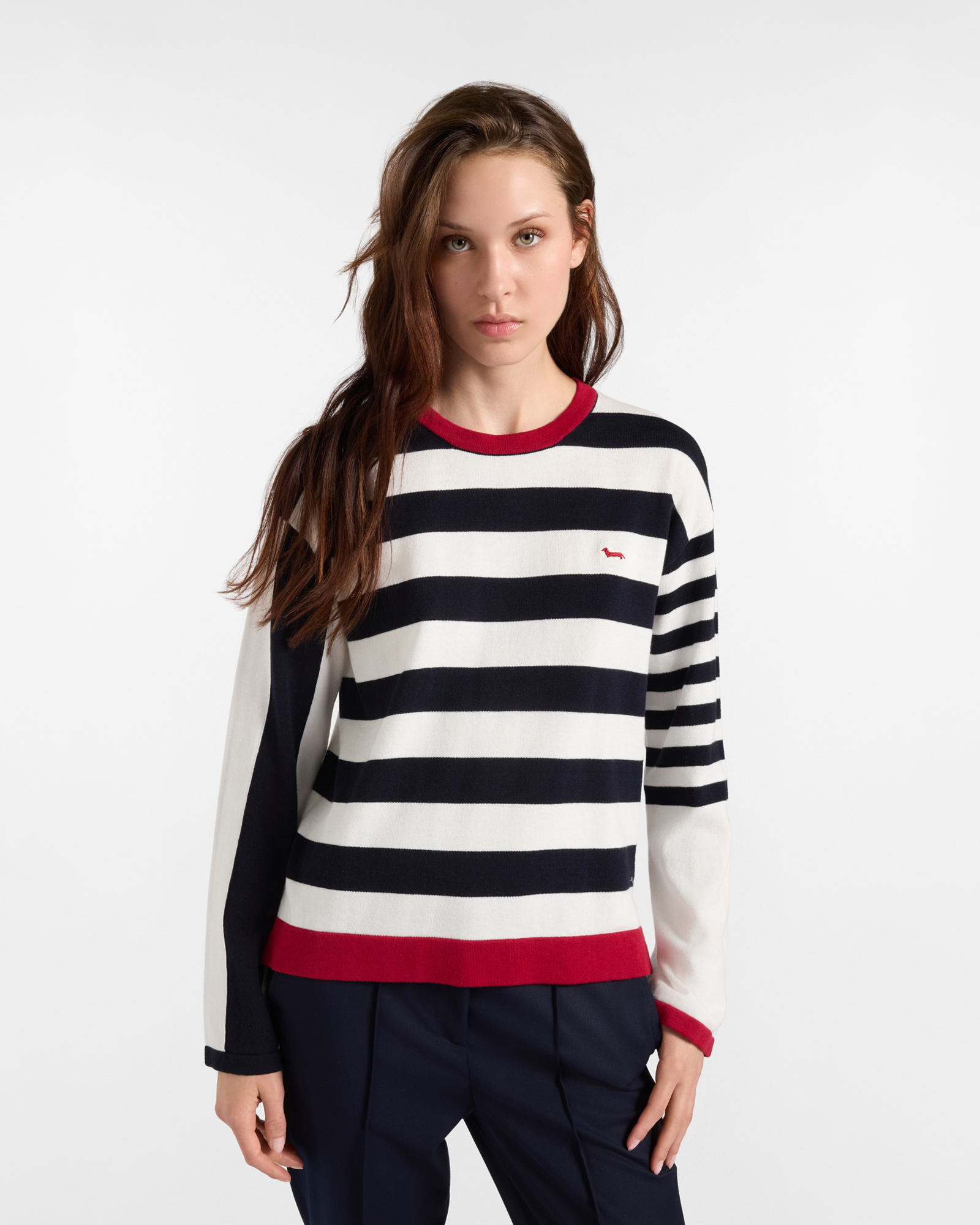 Maglia girocollo donna vestibilità morbida — Bianco