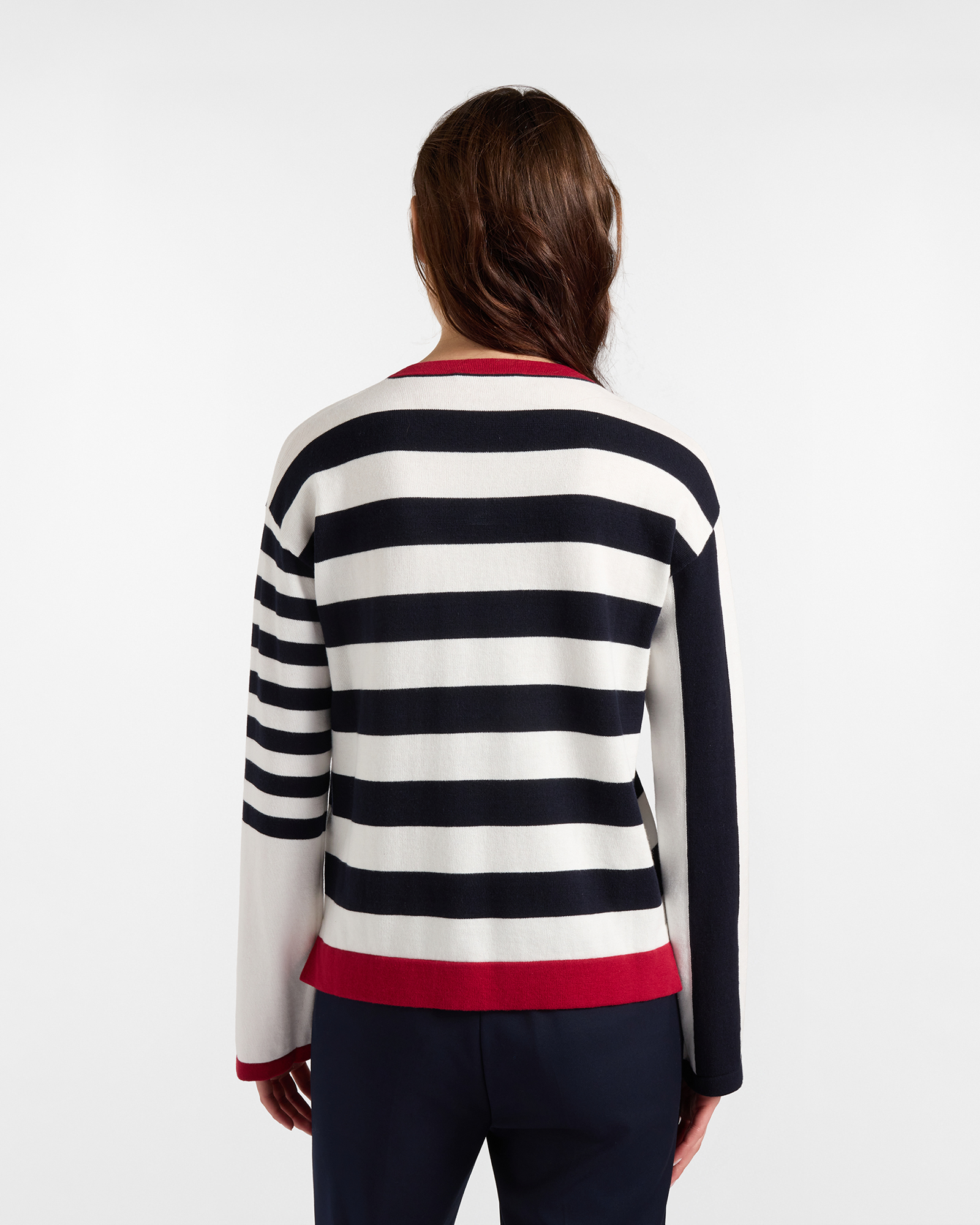 Maglia girocollo donna vestibilità morbida — Bianco