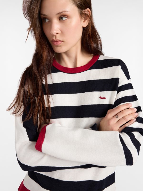 Maglia girocollo donna vestibilità morbida — Bianco