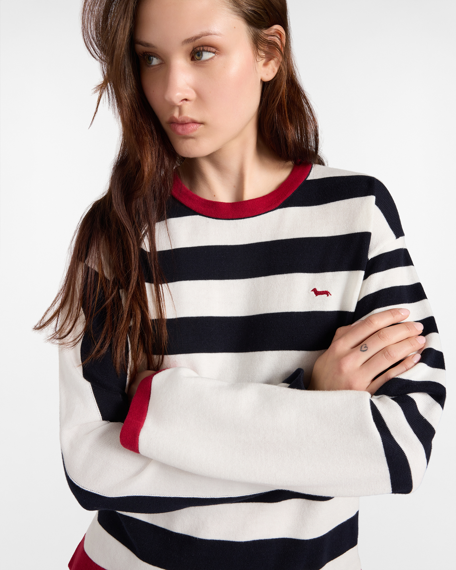Maglia girocollo donna vestibilità morbida — Bianco
