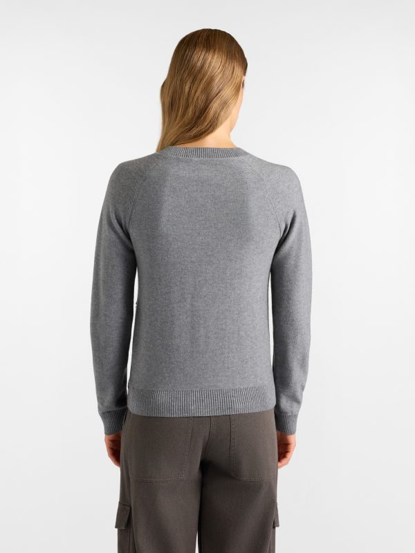 Maglia scollo a V donna con motivo argyle — Elefante