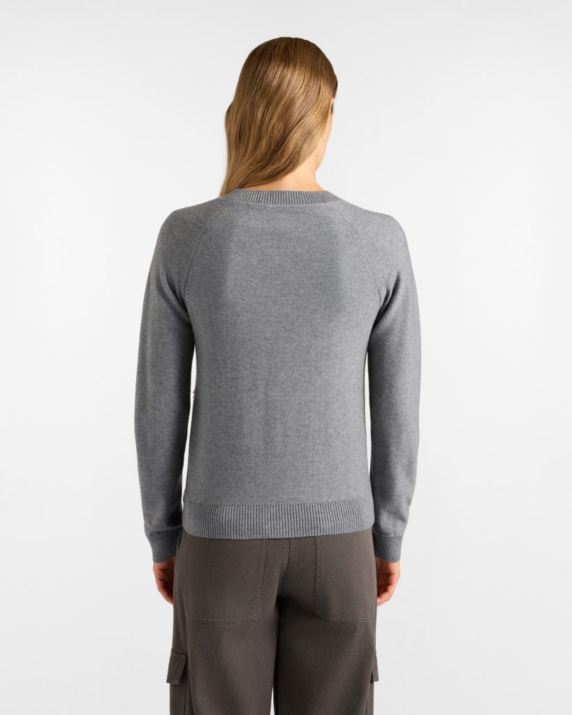 Maglia scollo a V donna con motivo argyle — Elefante