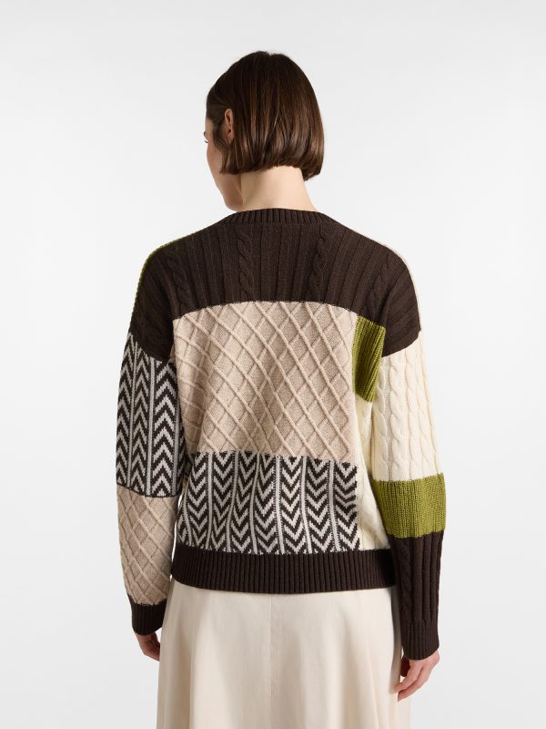Maglia scollo a V donna color block — Nilo