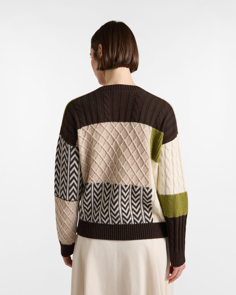 Maglia scollo a V donna color block — Nilo