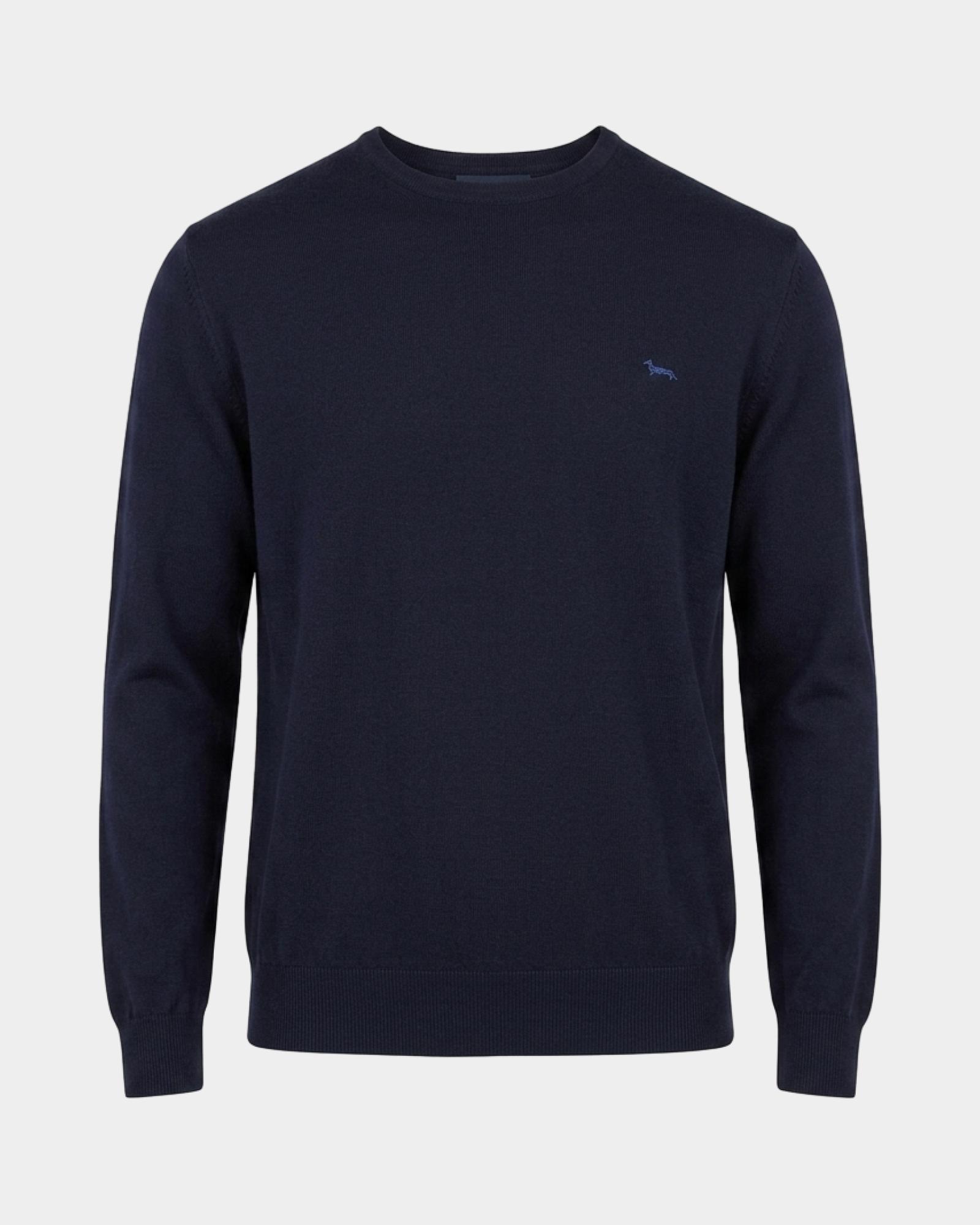 Maglia girocollo basic in lana merino — Blu navy
