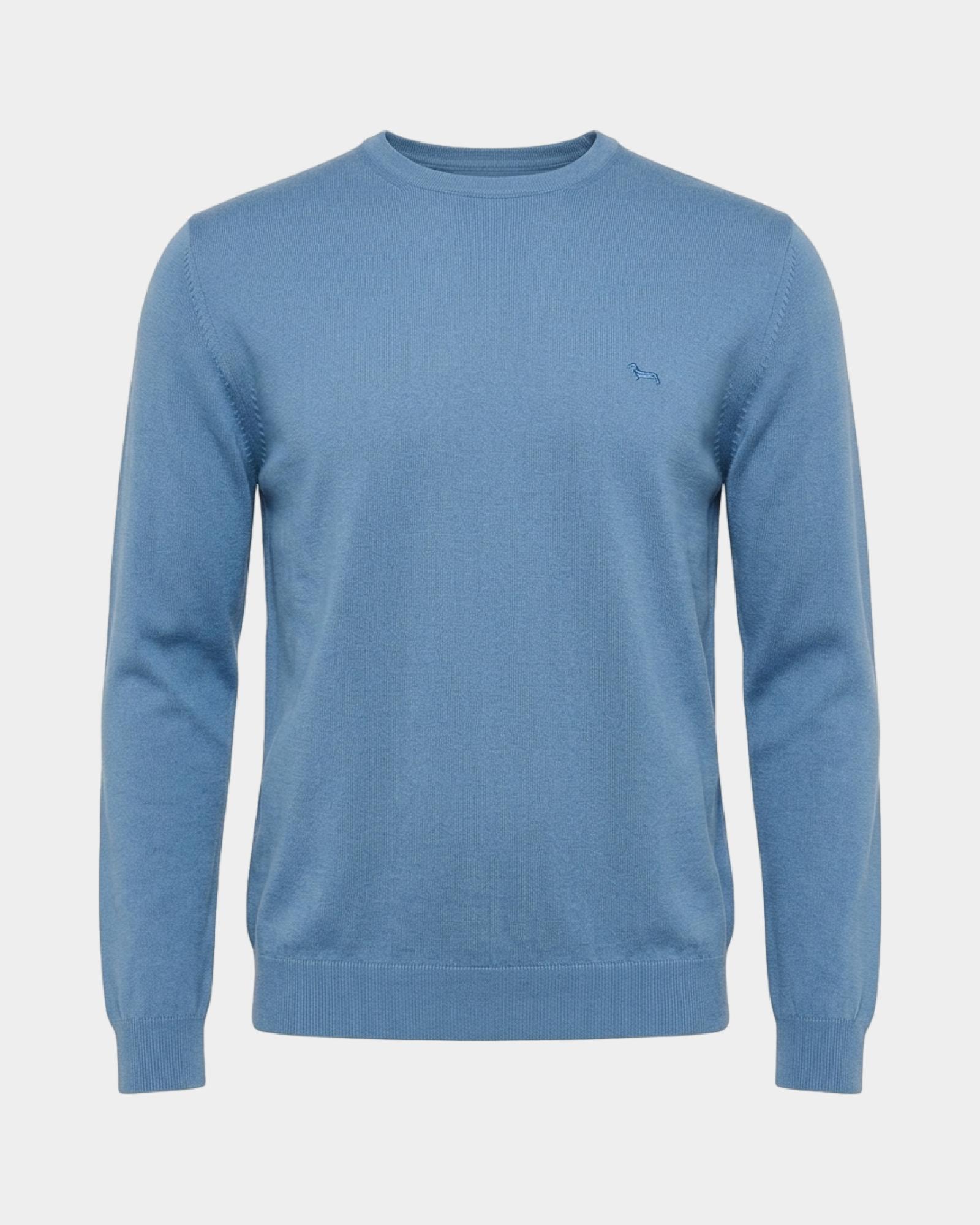 Maglia girocollo basic in lana merino — Azzurro ombretto