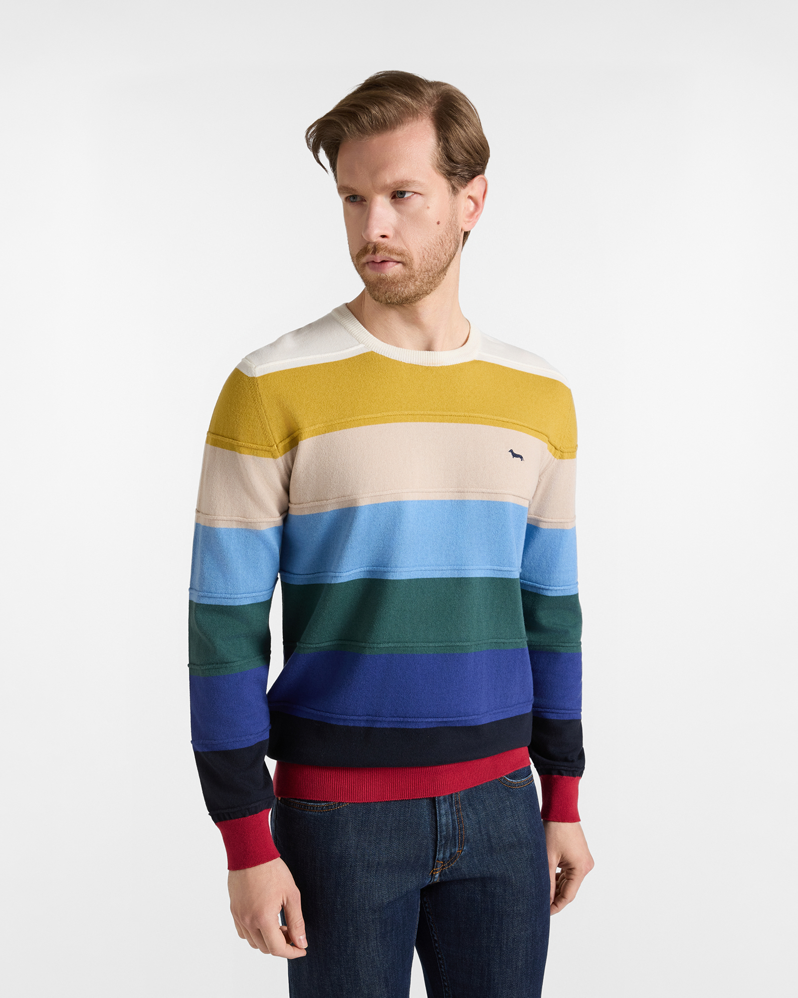 Maglia girocollo a righe — Blu navy