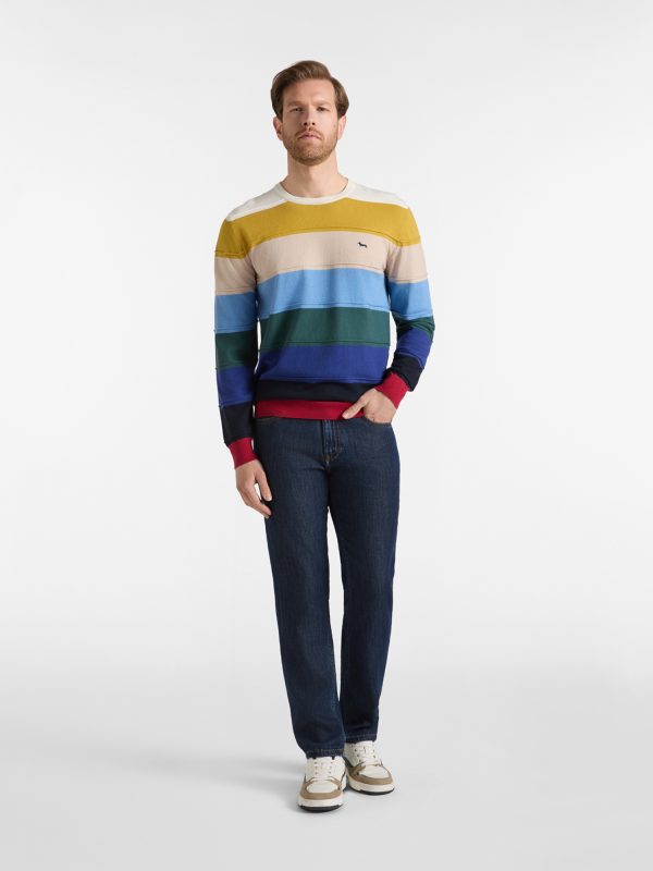 Maglia girocollo a righe — Blu navy
