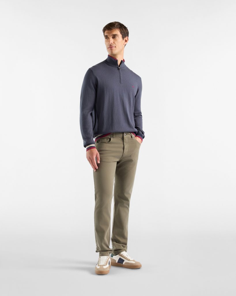 Maglia half zip color block — Elefante