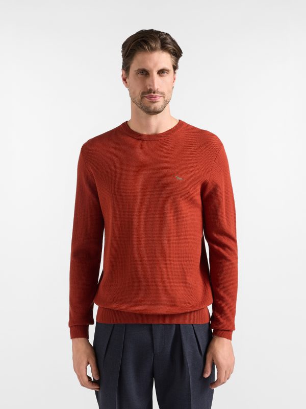 Maglia girocollo basic — Rosso mattone