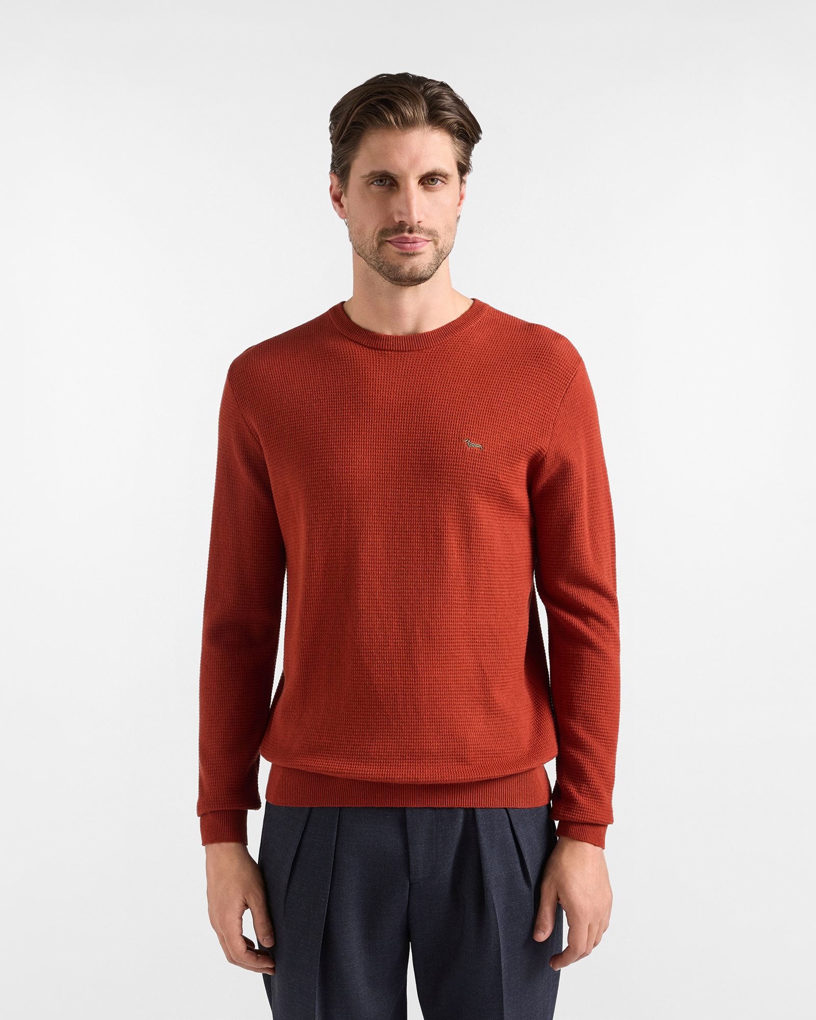 Maglia girocollo basic — Rosso mattone